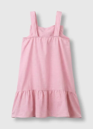 Carinhoso - Vestido Amplo Maquinetado com Laço Rosa - CARINHOSO