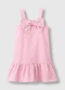 Carinhoso - Vestido Amplo Maquinetado com Laço Rosa - variação: Rosa