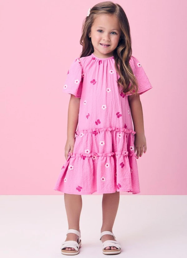 Momi - Vestido Anarrugado Rosa de Flor