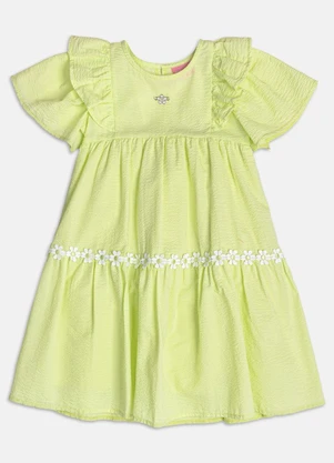 Momi - Vestido Anarrugado Verde de Florzinhas - MOMI