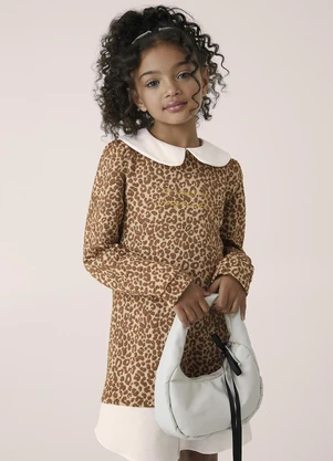 Carinhoso - Vestido Animal Print Amplo Marrom - CARINHOSO