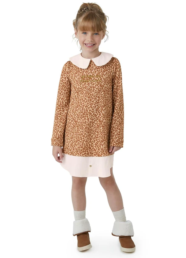 Carinhoso - Vestido Animal Print Amplo Marrom 2