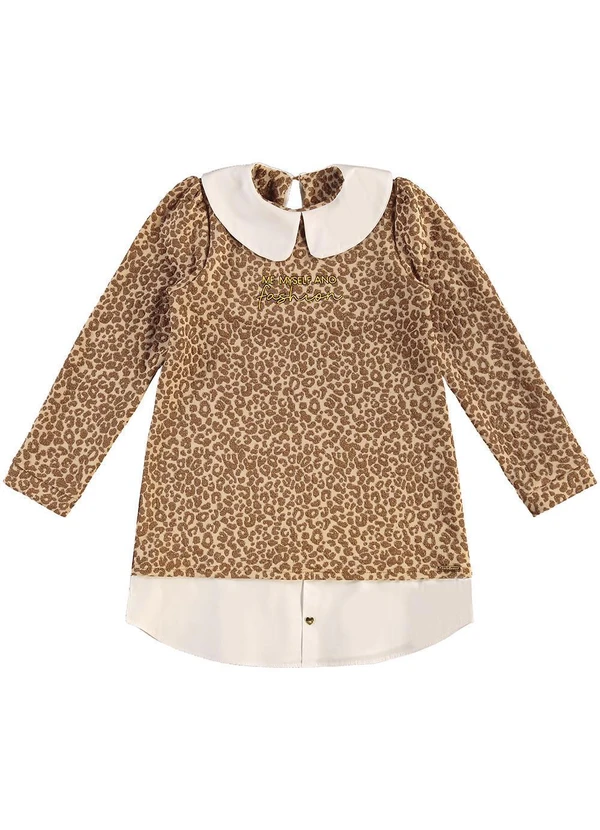 Carinhoso - Vestido Animal Print Amplo Marrom 3