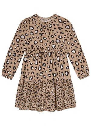 Carinhoso - Vestido Animal Print em Viscose Bege - CARINHOSO