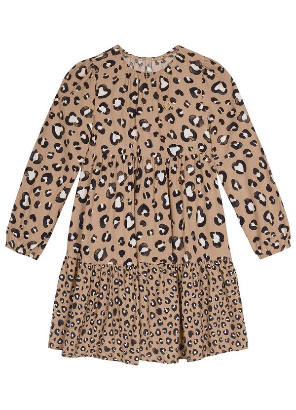 Carinhoso - Vestido Animal Print em Viscose Bege