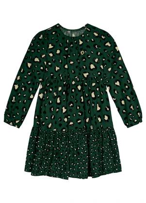 Carinhoso - Vestido Animal Print em Viscose Verde - CARINHOSO