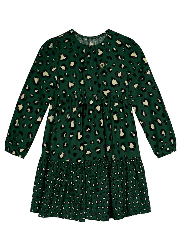 Carinhoso - Vestido Animal Print em Viscose Verde