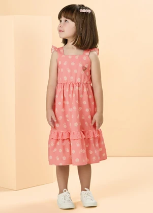 Milli e Nina - Vestido Aplique Renda Bordada Rosa - MILLI E NINA
