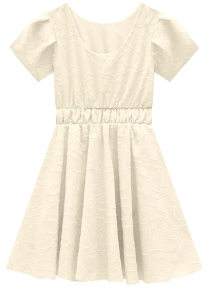 Carinhoso - Vestido Areia Godê Bordado - CARINHOSO
