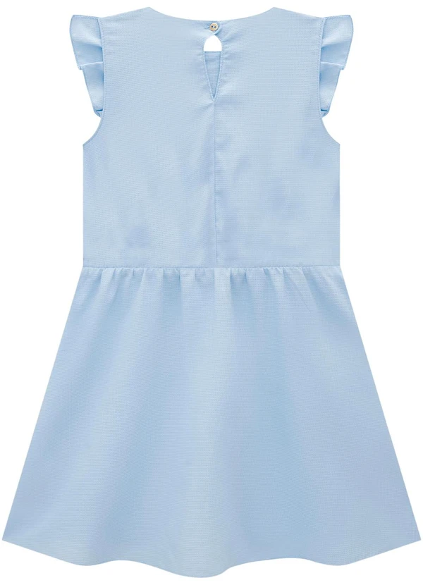 Carinhoso - Vestido Azul Claro Curto Godê Maquinetado 2