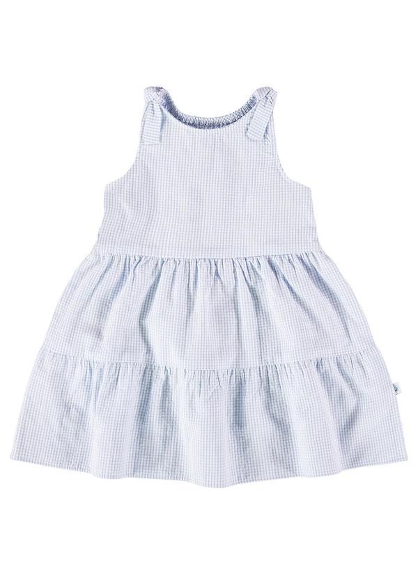 Malwee Kids - Vestido Azul Claro Listrado Evasê em Anarruga