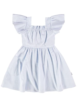 Malwee Kids - Vestido Azul Claro Listrado Godê em Anarruga - MALWEE KIDS
