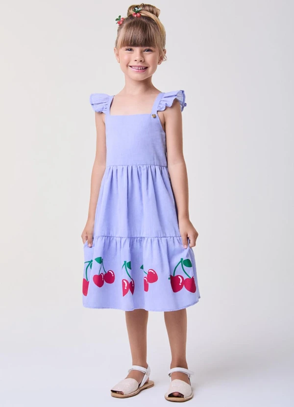 Bimbi - Vestido Azul com Cerejas Azul