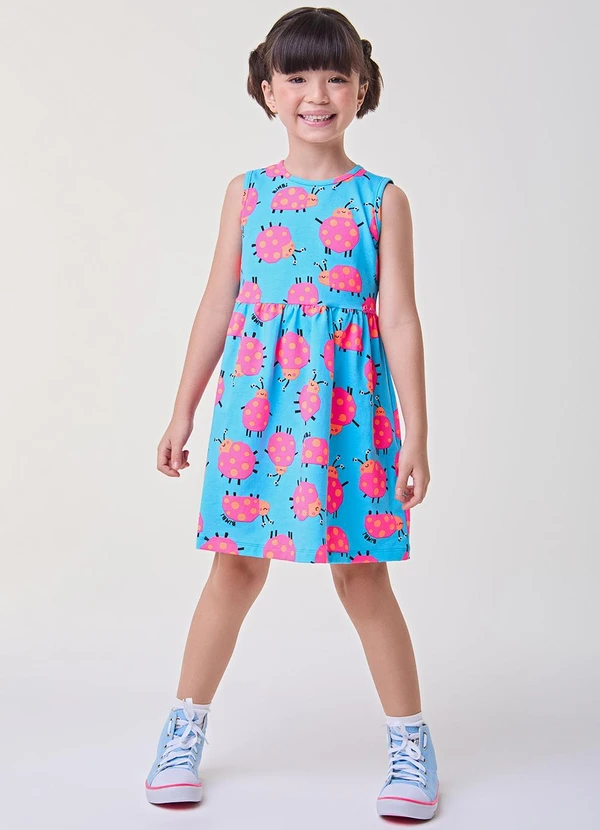 Bimbi - Vestido Azul com Joaninhas Azul