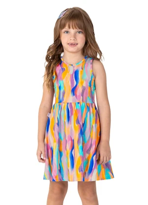 Malwee Kids - Vestido Azul Godê Abstrato - MALWEE KIDS