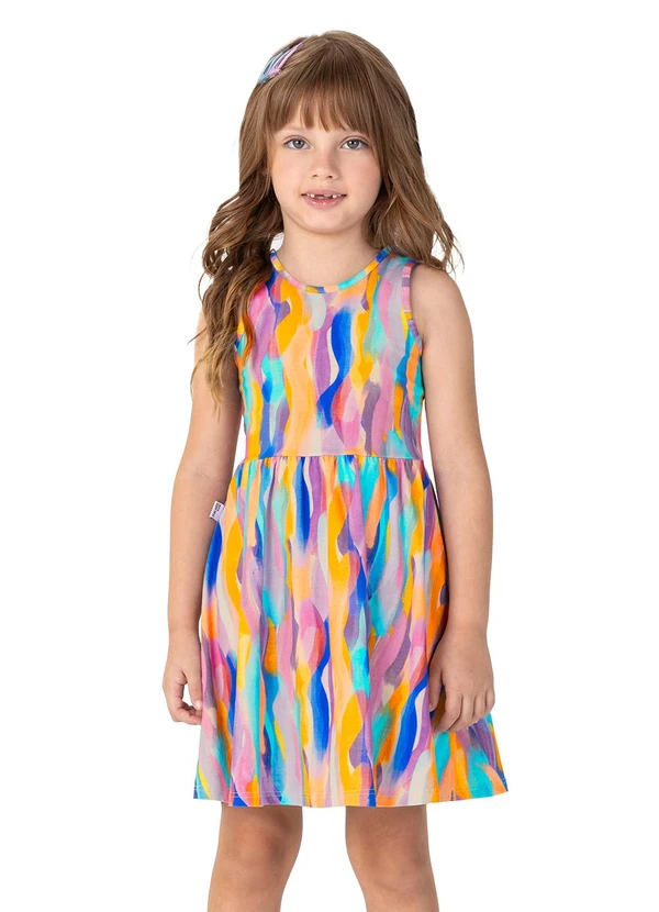 Malwee Kids - Vestido Azul Godê Abstrato