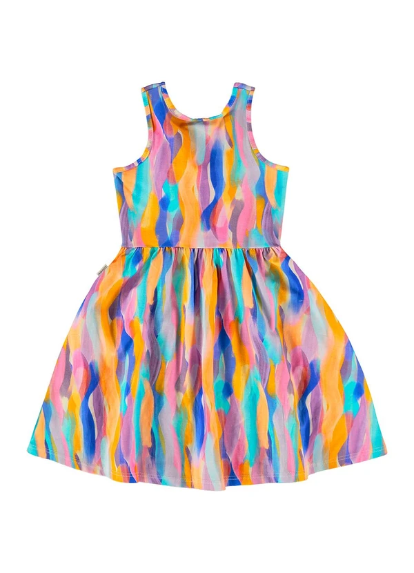 Malwee Kids - Vestido Azul Godê Abstrato 3