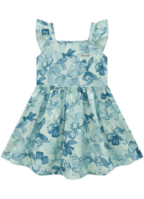 Carinhoso - Vestido Azul Godê Laços Maquinetado 2