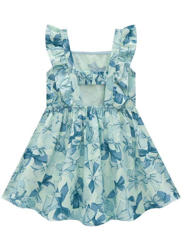 Carinhoso - Vestido Azul Godê Laços Maquinetado 3