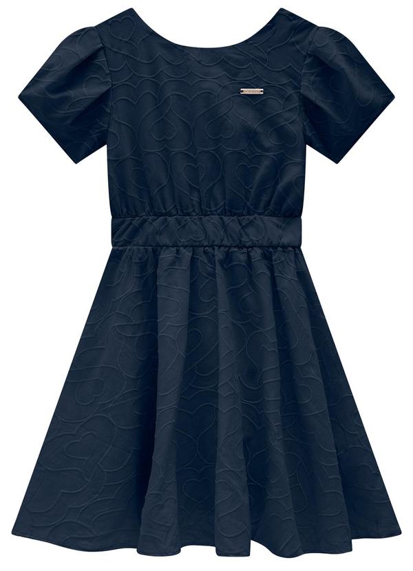 Carinhoso - Vestido Azul Marinho Godê Bordado 2