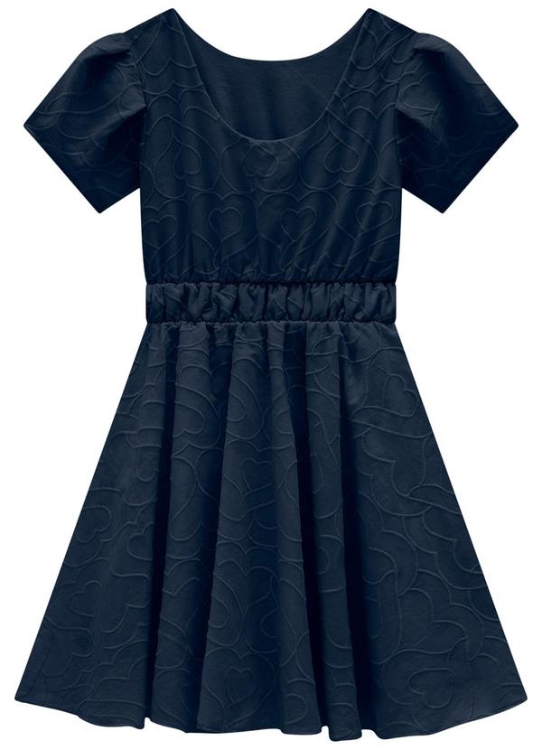 Carinhoso - Vestido Azul Marinho Godê Bordado 3