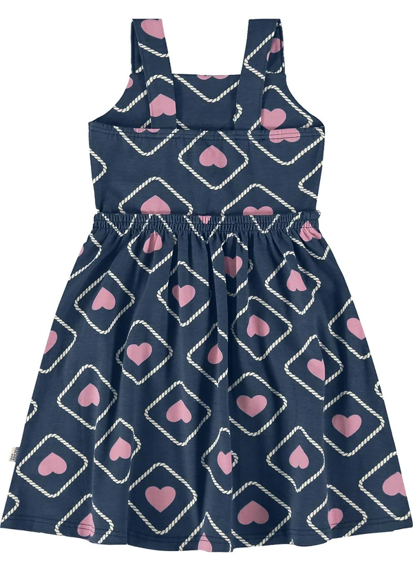 Malwee Kids - Vestido Azul Marinho Godê Corações 3