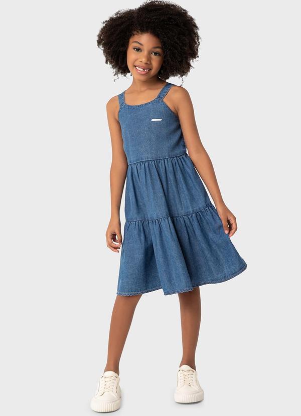 Carinhoso - Vestido Azul Mídi Jeans