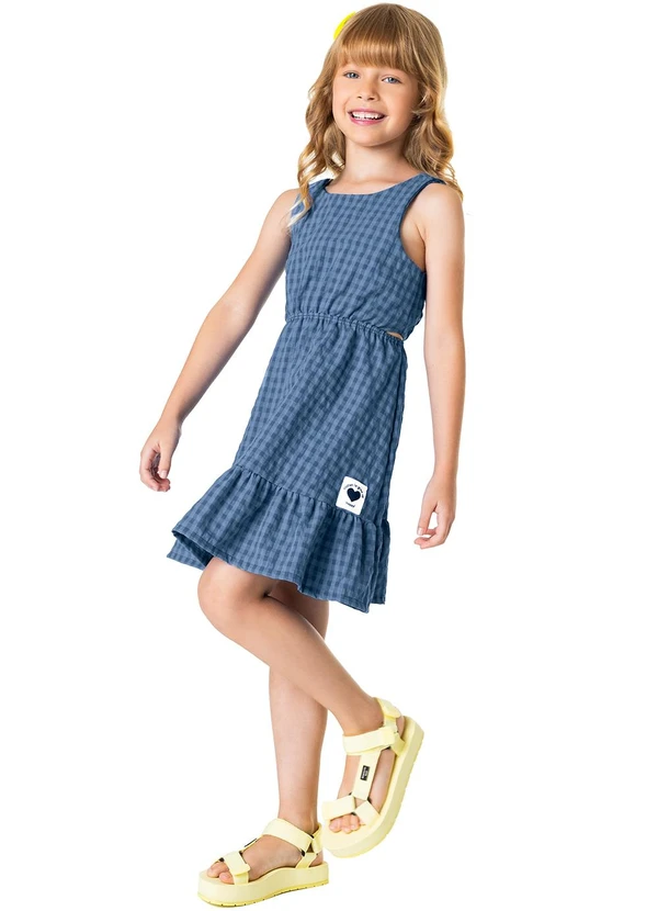 Malwee Kids - Vestido Azul Pastel Godê Cut Out
