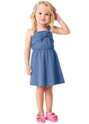 Malwee Kids - Vestido Azul Pastel Godê Vichy em Anarruga - MALWEE KIDS