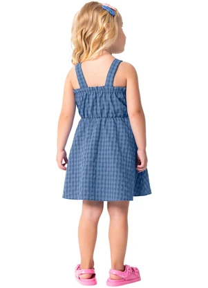 Malwee Kids - Vestido Azul Pastel Godê Vichy em Anarruga - MALWEE KIDS