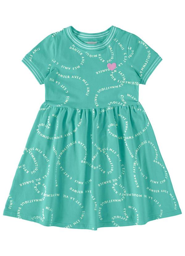 Malwee Kids - Vestido Azul Turquesa Godê Corações