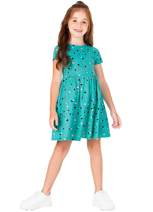 Malwee Kids - Vestido Azul Turquesa Godê Poá Menina