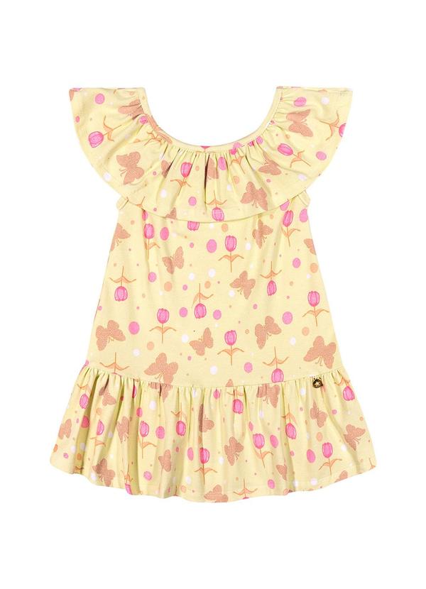 Alenice - Vestido Babado com Borboletas Menina Amarelo 2