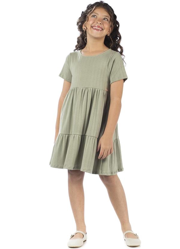 Amada - Vestido Babados em Malha Canelada Verde