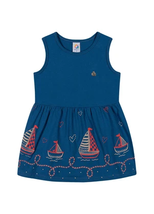 Outlet - Vestido Barquinhos Menina Azul - OUTLET
