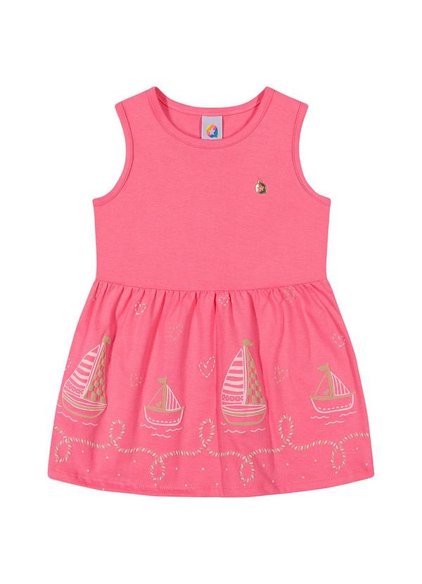 Alenice - Vestido Barquinhos Menina Rosa 