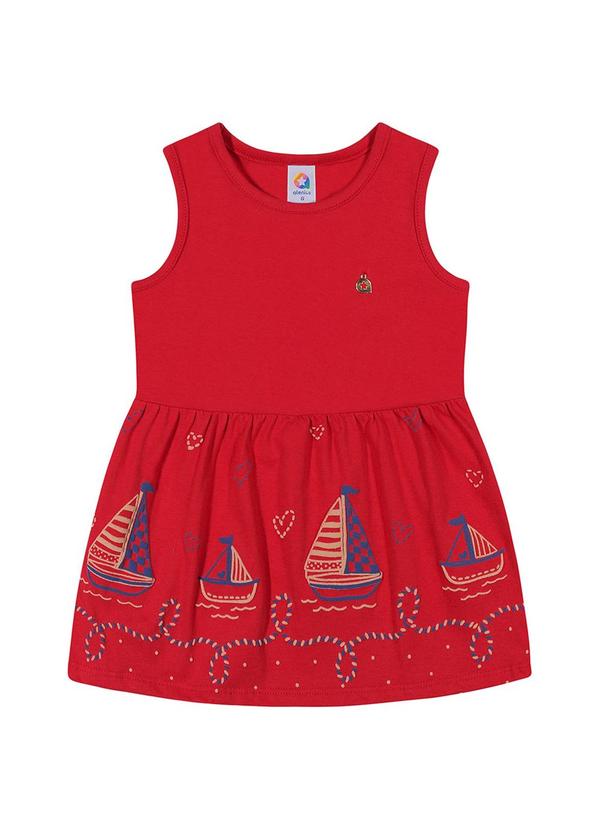 Alenice - Vestido Barquinhos Menina Vermelho