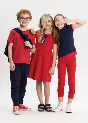 Alakazoo - Vestido Básico de Mangas Curtas Vermelho - ALAKAZOO