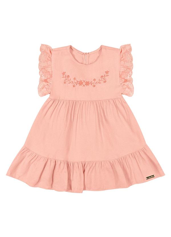 Colorittá - Vestido Bebê  Bordado Floral Colorittá Rosa