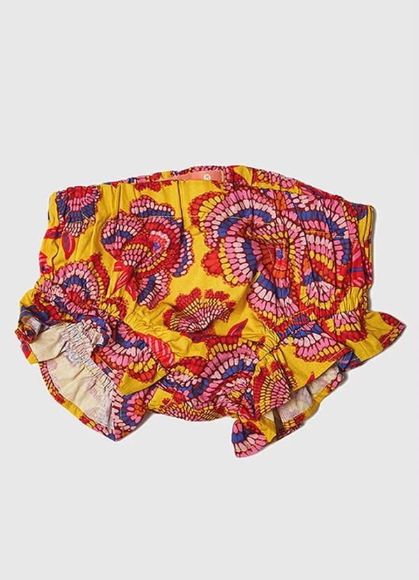 Fábula - Vestido Bebê Bordado Florida Amarelo 5