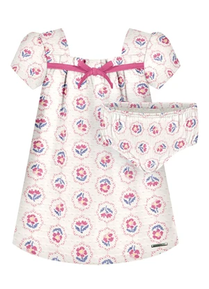 Alakazoo - Vestido Bebê com Calcinha de Algodão Rosa - ALAKAZOO