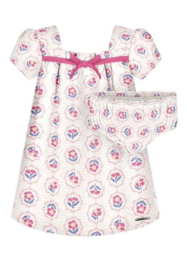 Alakazoo - Vestido Bebê com Calcinha de Algodão Rosa