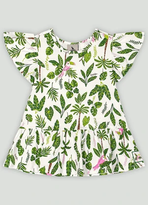 Vestido Bebê com Estampa Floral Quimby Branco - QUIMBY