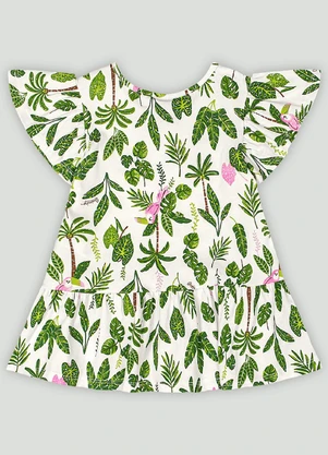 Vestido Bebê com Estampa Floral Quimby Branco - QUIMBY