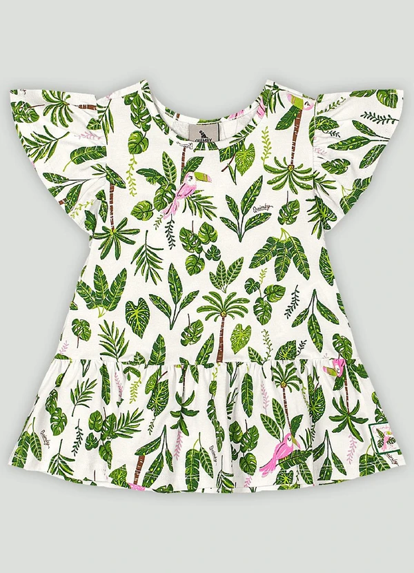 Quimby - Vestido Bebê com Estampa Floral Quimby Branco