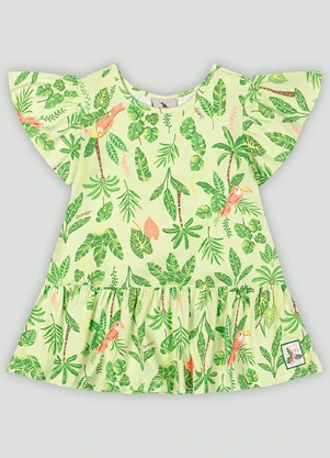 Vestido Bebê com Estampa Floral Quimby Verde - QUIMBY