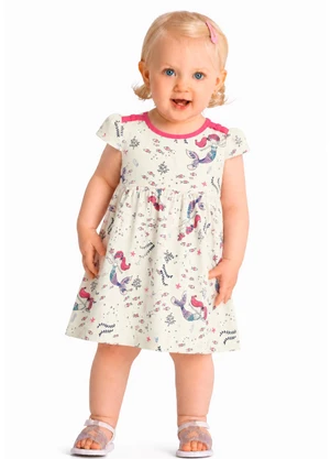 Duduka - Vestido Bebê com Laço nos Ombros Sereia  Bege - DUDUKA