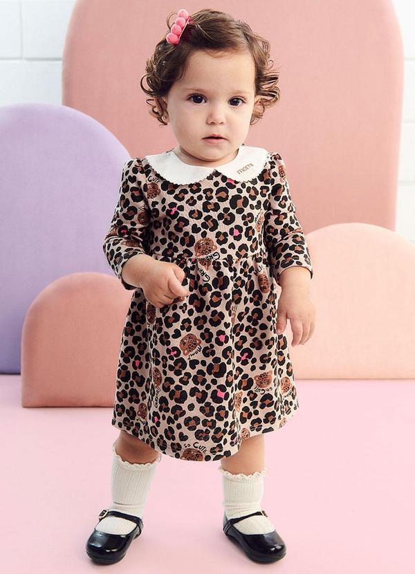 Momi - Vestido Bebê de Oncinha Marrom