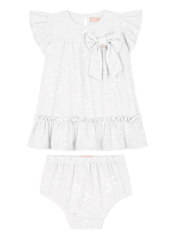 Milli e Nina - Vestido Bebê e Tapa Fraldas em Laise Branco 2