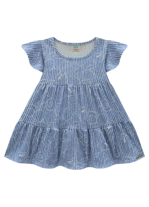 Marlan - Vestido Bebê em Canelado Navy Azul - MARLAN